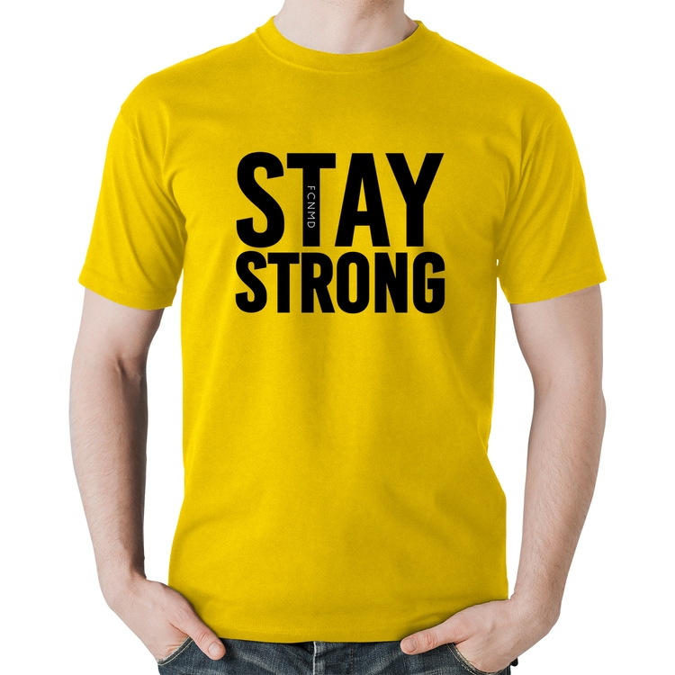 Camiseta Algodão Stay Strong - Amarela