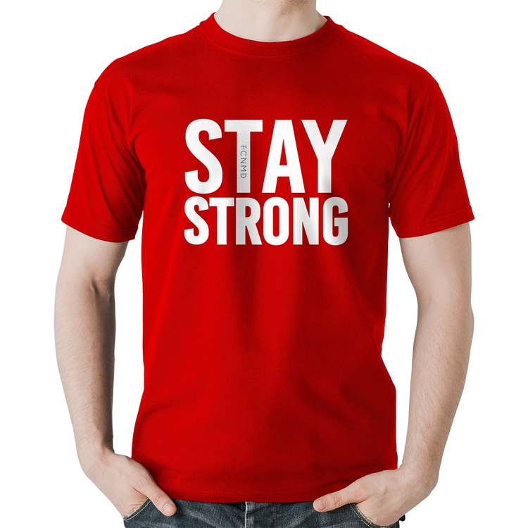 Camiseta Algodão Stay Strong - Vermelha