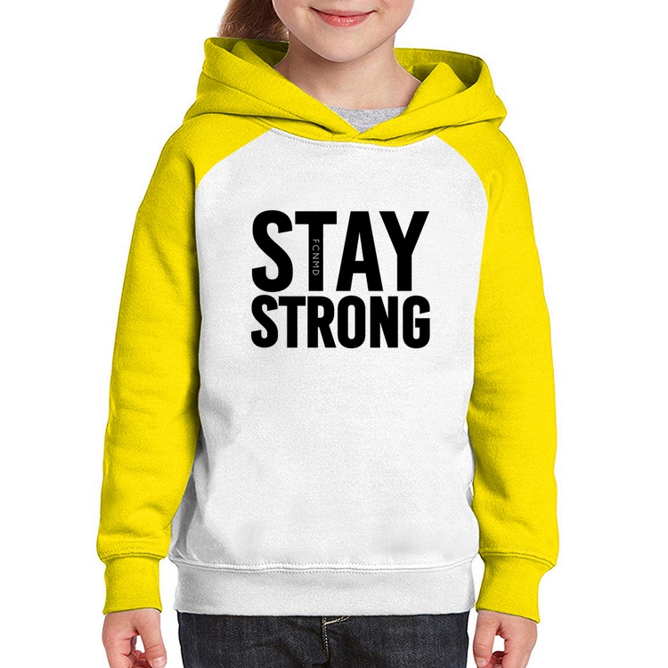 Moletom Infantil Stay Strong - Branco/Amarelo