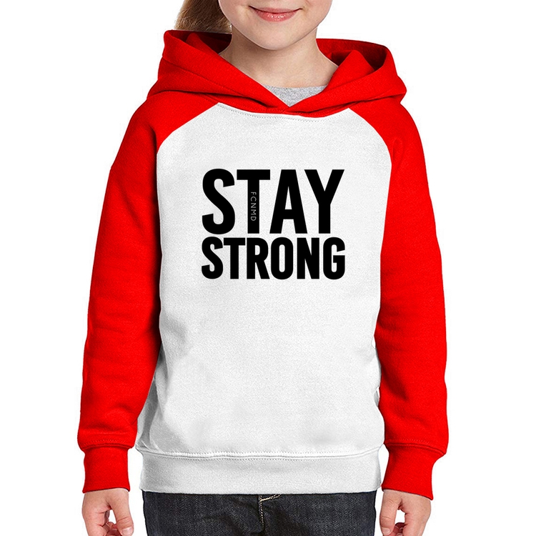 Moletom Infantil Stay Strong - Branco/Vermelho