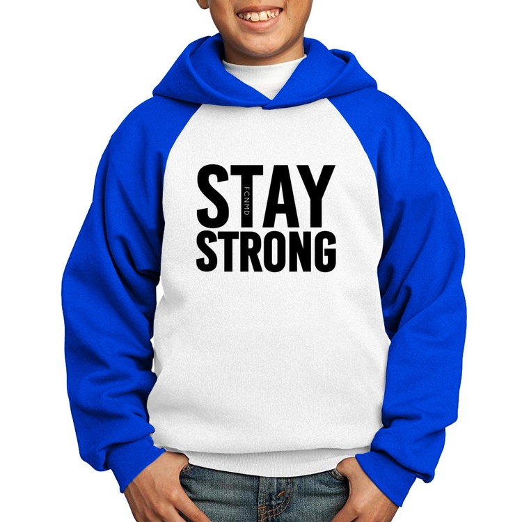 Moletom Infantil Stay Strong - Branco/Azul