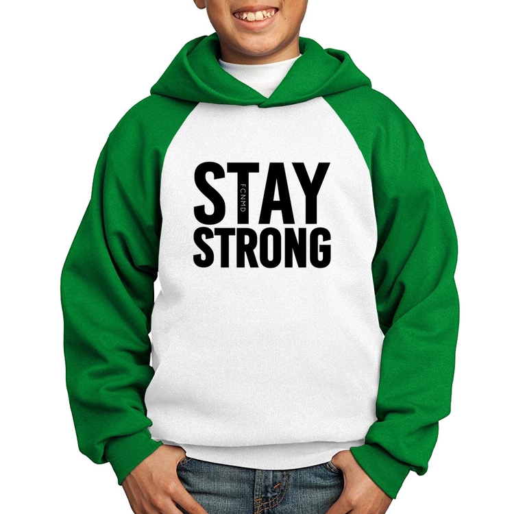 Moletom Infantil Stay Strong - Branco/Verde