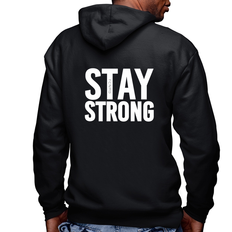 Blusa Moletom Stay Strong Masculina com Capuz e Zíper