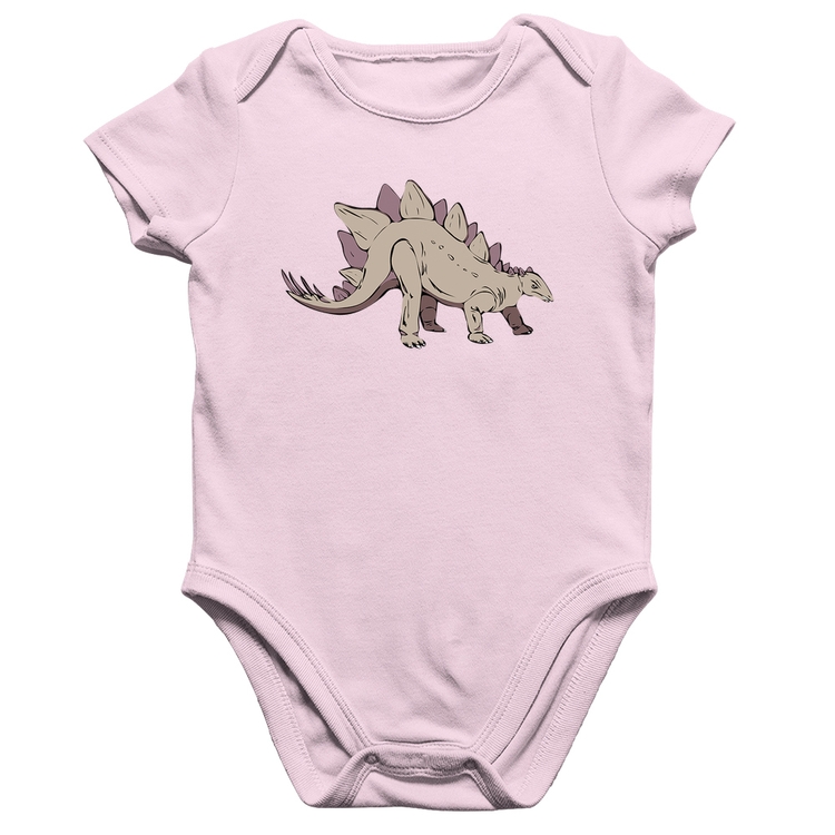 Body Bebê Algodão Stegosaurus - Rosa Bebê