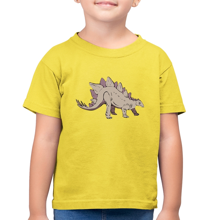 Camiseta Algodão Infantil Stegosaurus - Amarelo Canário