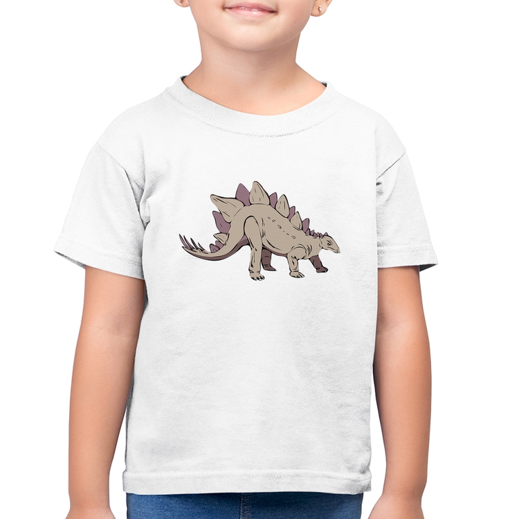 Camiseta Algodão Infantil Stegosaurus - Branca