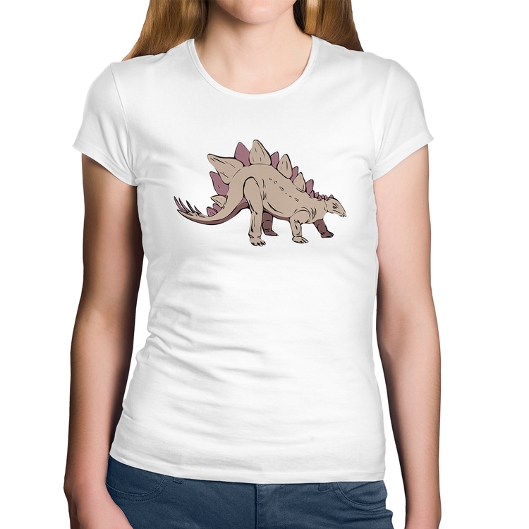 Baby Look Algodão Stegosaurus - Branca