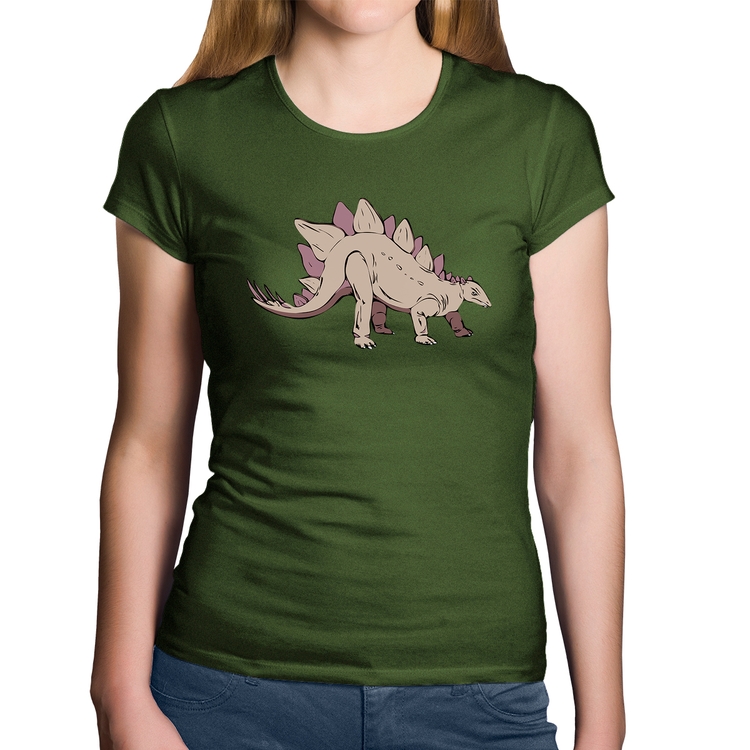 Baby Look Algodão Stegosaurus - Musgo