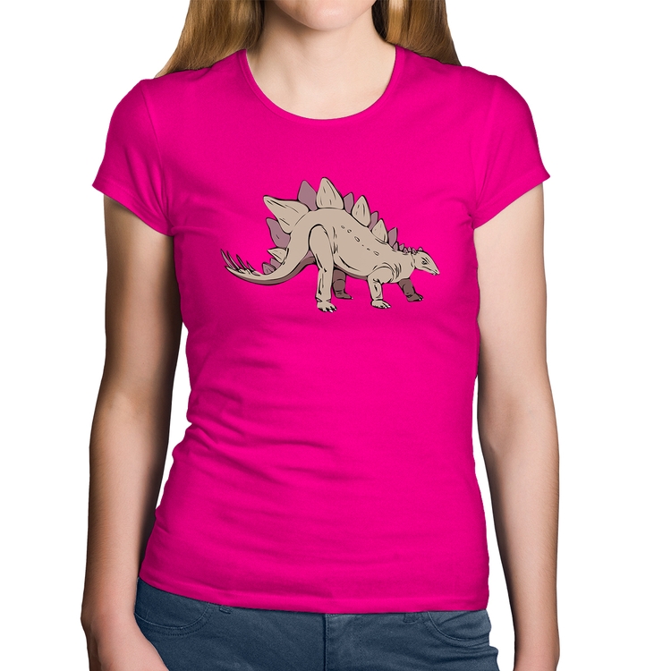 Baby Look Algodão Stegosaurus - Rosa