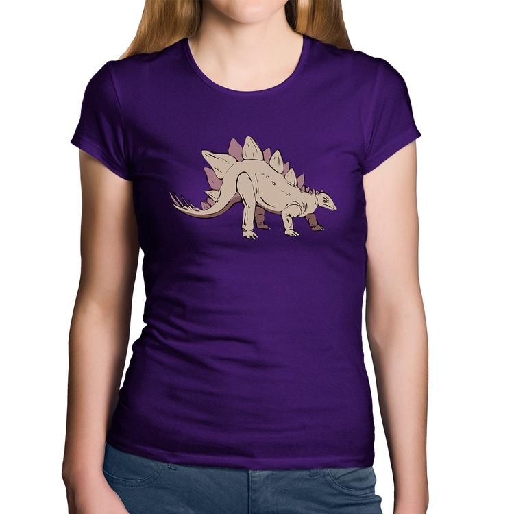 Baby Look Algodão Stegosaurus - Roxa