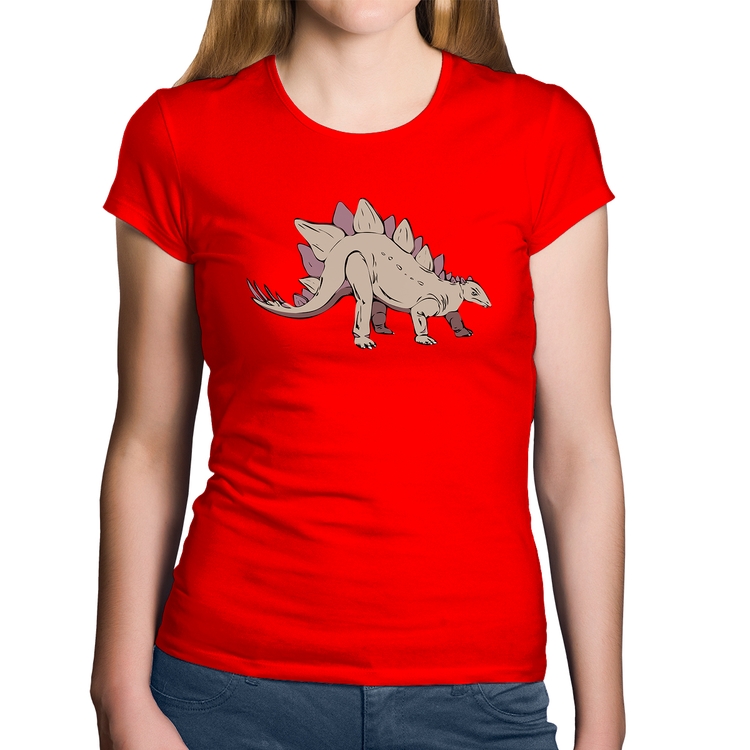Baby Look Algodão Stegosaurus - Vermelha