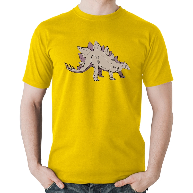 Camiseta Algodão Stegosaurus - Amarela