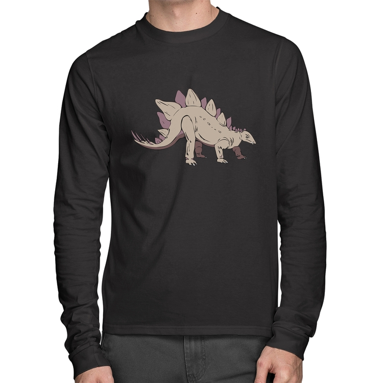 Camiseta Algodão Stegosaurus Manga Longa