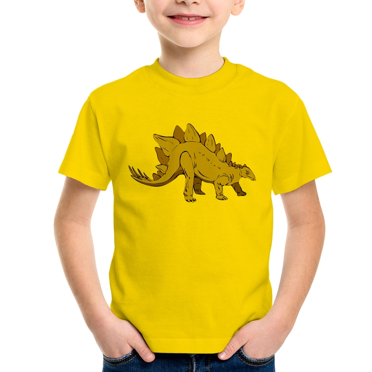 Camiseta Infantil Stegosaurus - Amarela
