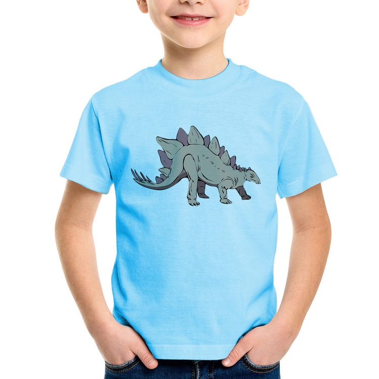Camiseta Infantil Stegosaurus - Azul Bebê
