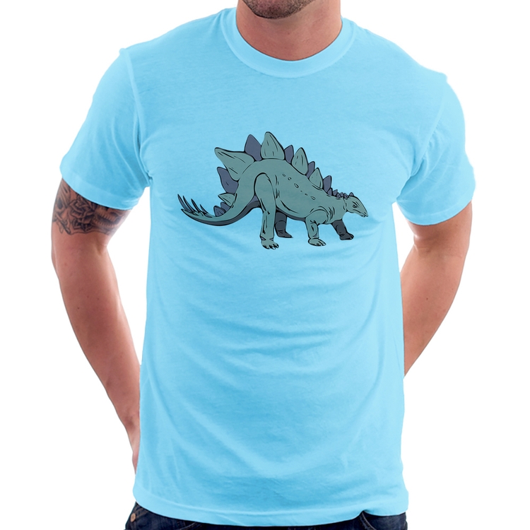 Camiseta Stegosaurus - Azul Bebê
