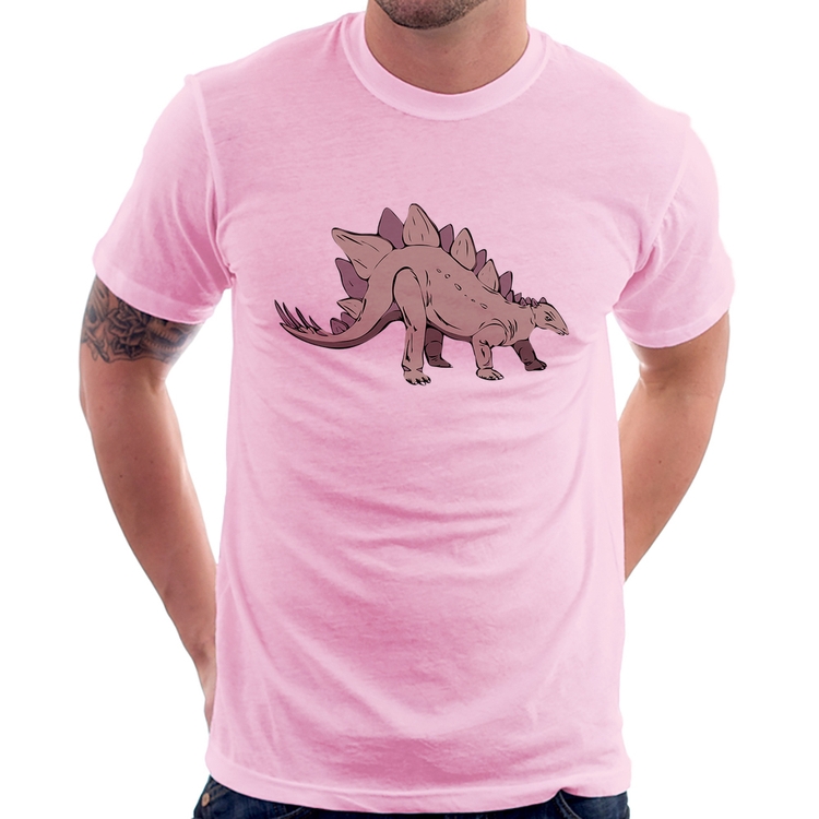 Camiseta Stegosaurus - Rosa Bebê