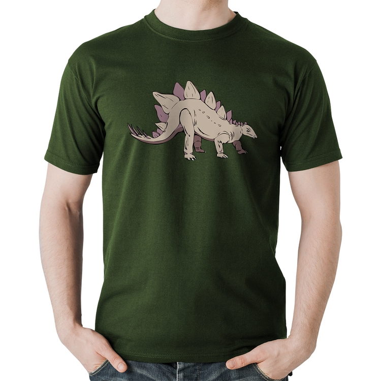 Camiseta Algodão Stegosaurus - Musgo
