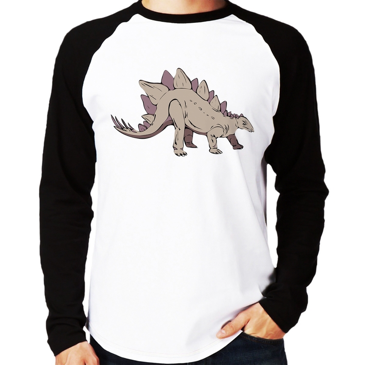 Camiseta Raglan Stegosaurus Manga Longa