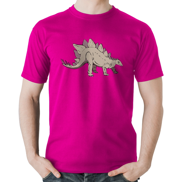 Camiseta Algodão Stegosaurus - Rosa
