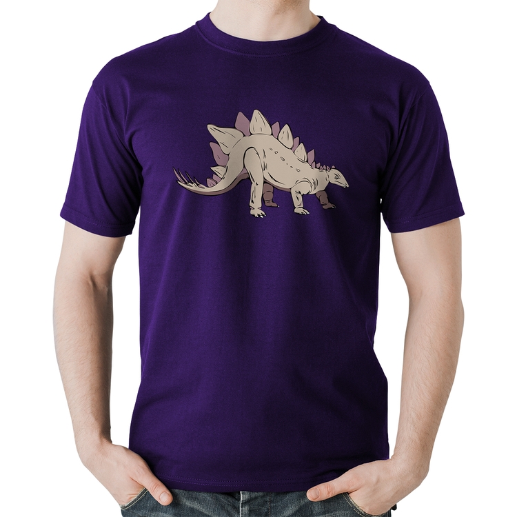 Camiseta Algodão Stegosaurus - Roxa