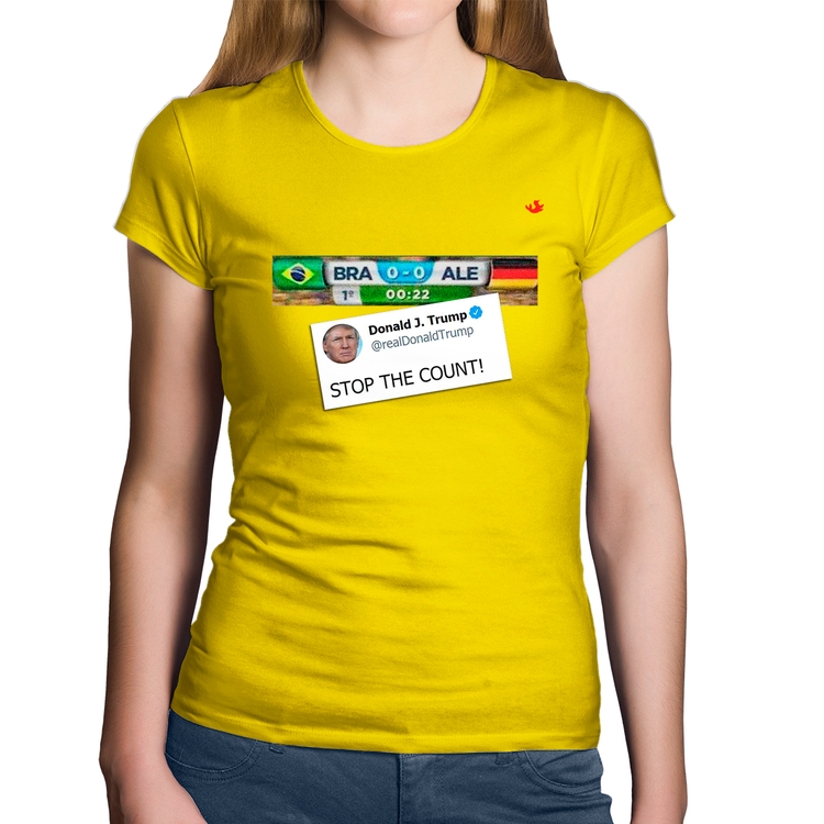 Baby Look Algodão Stop the Count 7x1 - Amarela