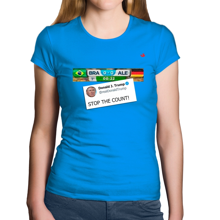 Baby Look Algodão Stop the Count 7x1 - Azul