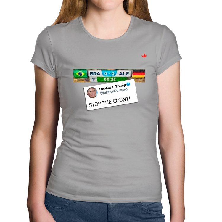 Baby Look Algodão Stop the Count 7x1 - Cinza