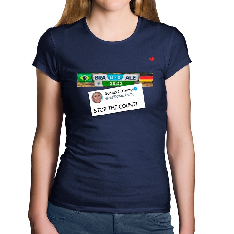 Baby Look Algodão Stop the Count 7x1 - Marinho