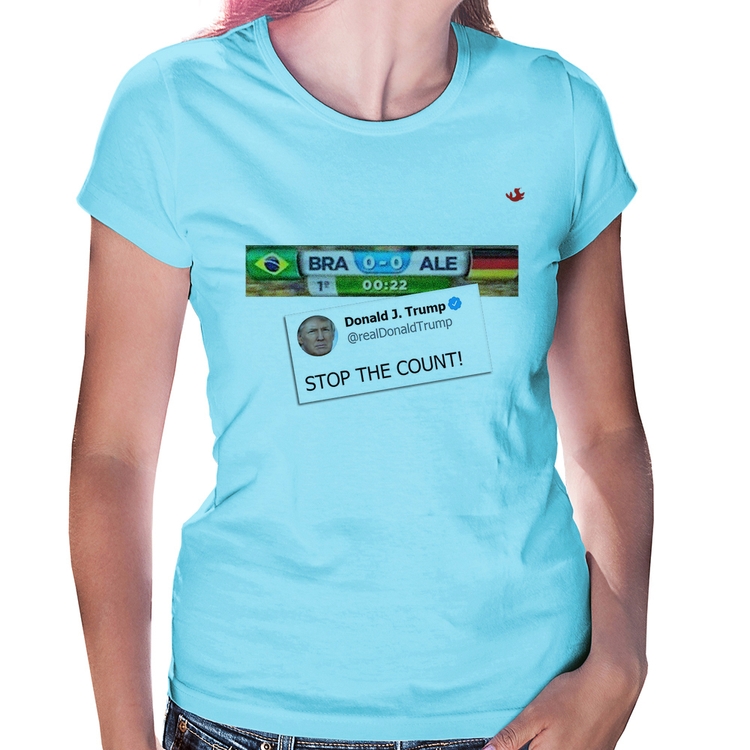 Baby Look Stop the Count 7x1 - Azul Bebê