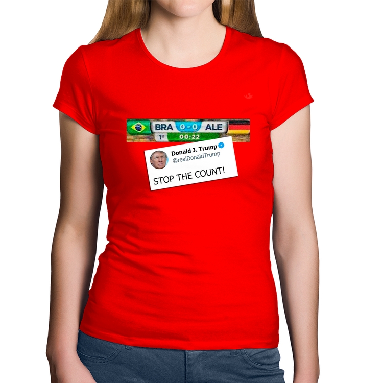 Baby Look Algodão Stop the Count 7x1 - Vermelha