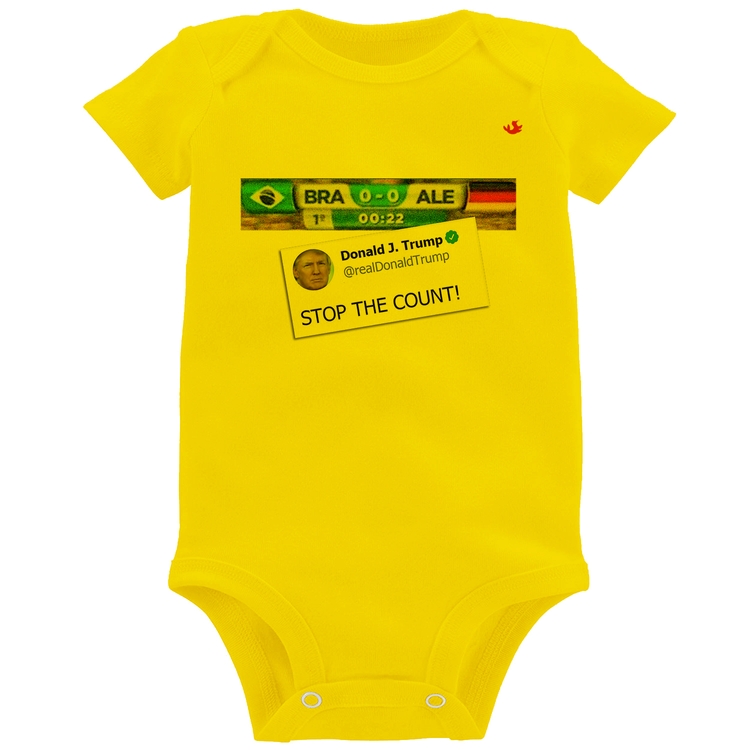 Body Bebê Stop the Count 7x1 - Amarelo