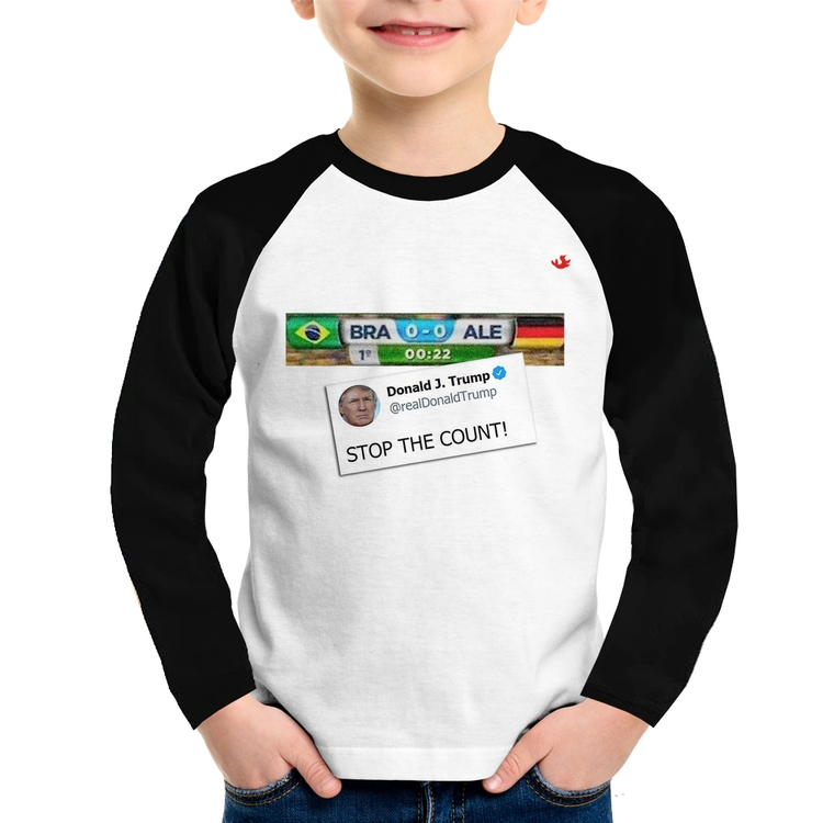 Camiseta Raglan Infantil Stop the Count 7x1 Manga Longa