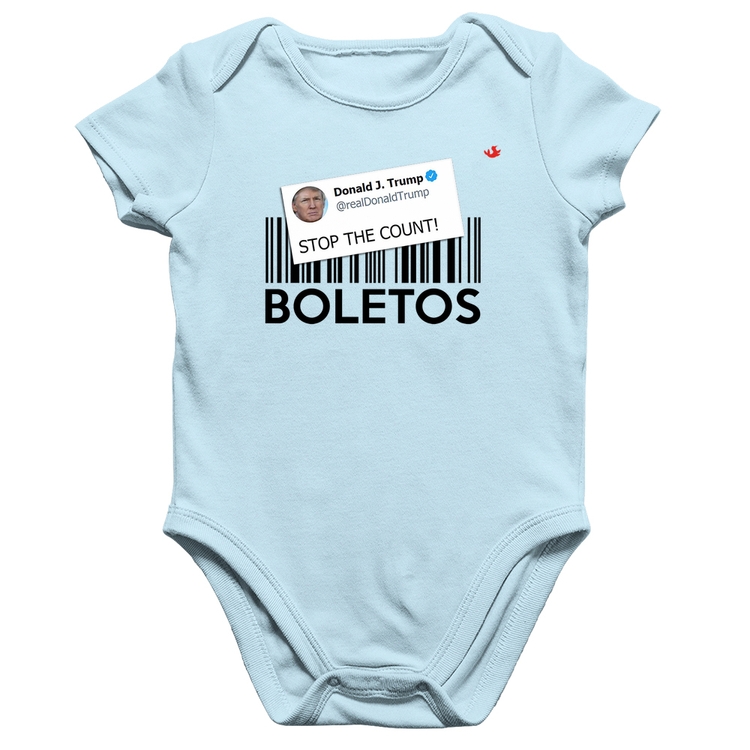 Body Bebê Algodão Stop the Count Boletos - Azul Bebê
