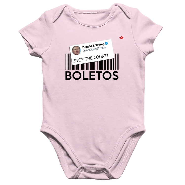 Body Bebê Algodão Stop the Count Boletos - Rosa Bebê