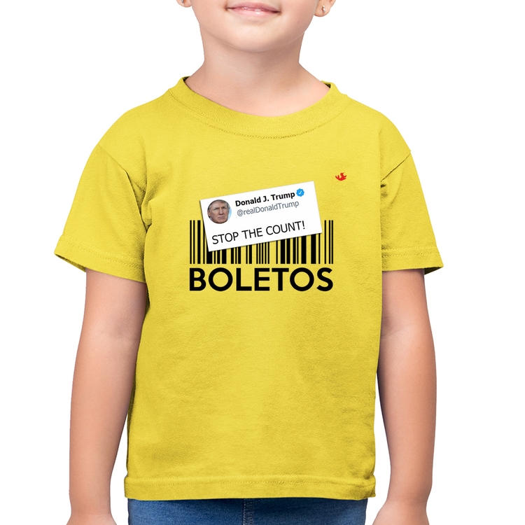 Camiseta Algodão Infantil Stop the Count Boletos - Amarelo Canário