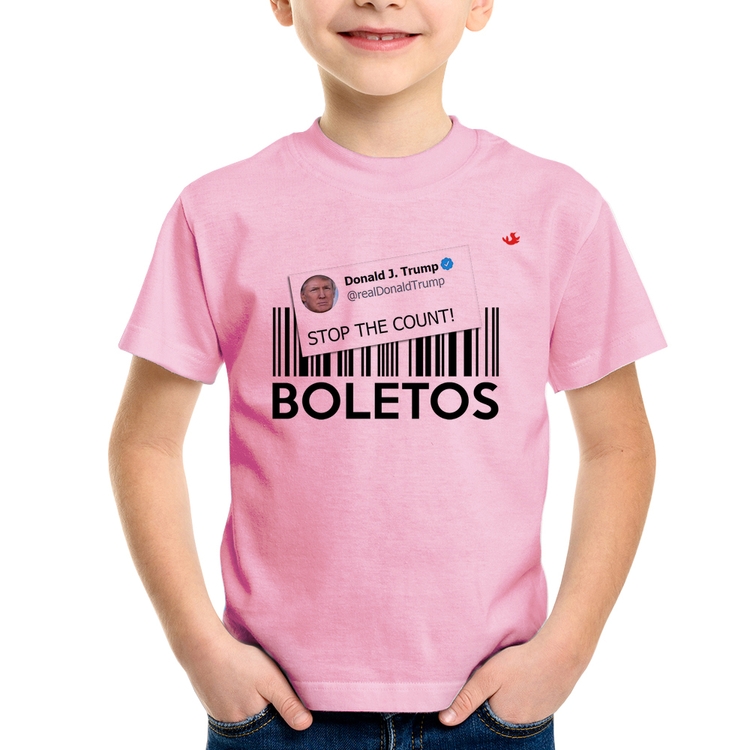 Camiseta Infantil Stop the Count Boletos - Rosa Bebê