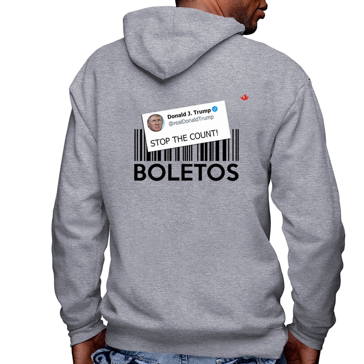 Blusa Moletom Stop the Count Boletos Masculina com Capuz e Zíper - Mescla