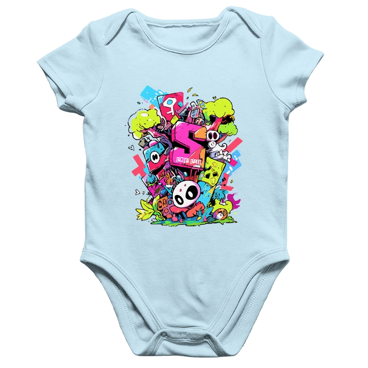 Body Bebê Algodão Street Style - Azul Bebê