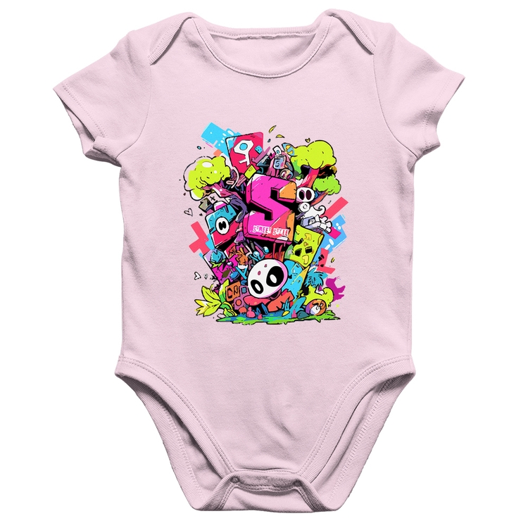 Body Bebê Algodão Street Style - Rosa Bebê