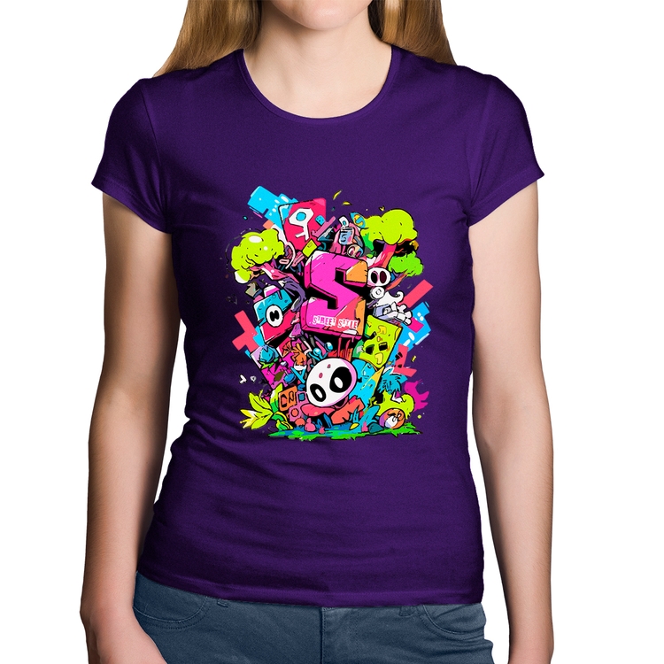 Baby Look Algodão Street Style - Roxa