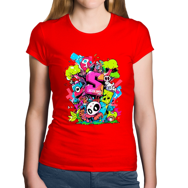 Baby Look Algodão Street Style - Vermelha