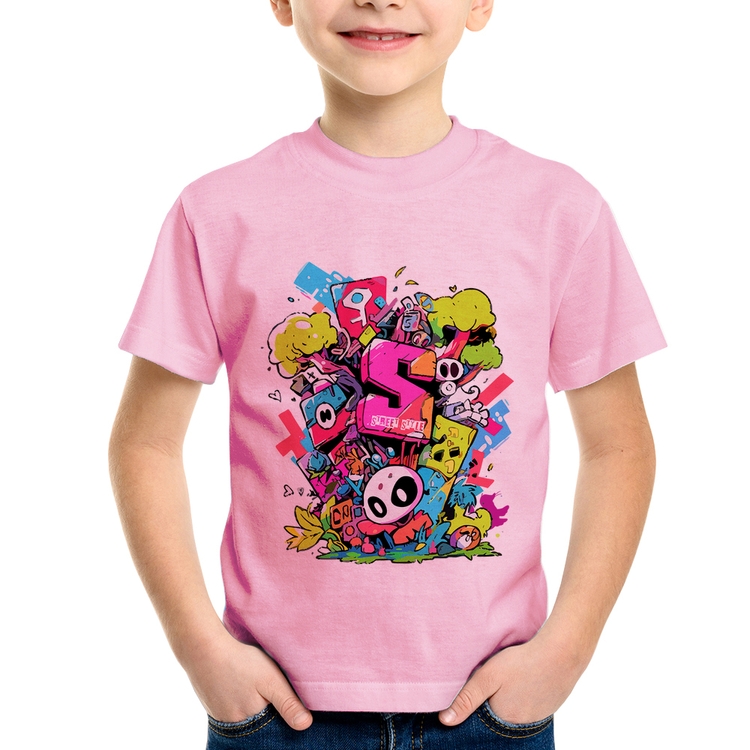 Camiseta Infantil Street Style - Rosa Bebê