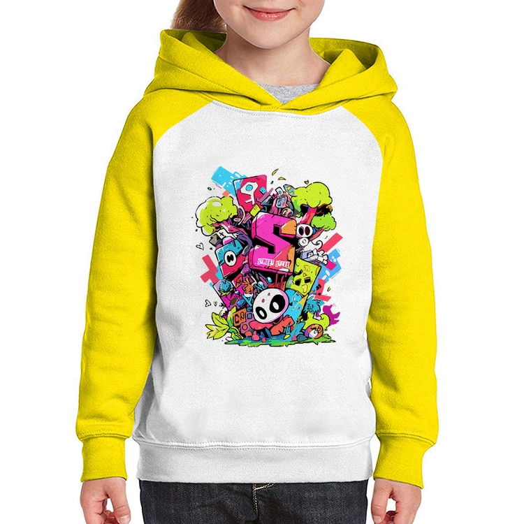 Moletom Infantil Street Style - Branco/Amarelo