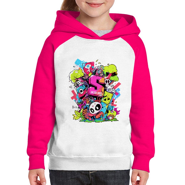 Moletom Infantil Street Style - Branco/Rosa