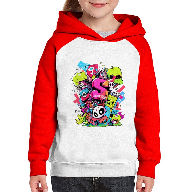 Moletom Infantil Street Style - Branco/Vermelho