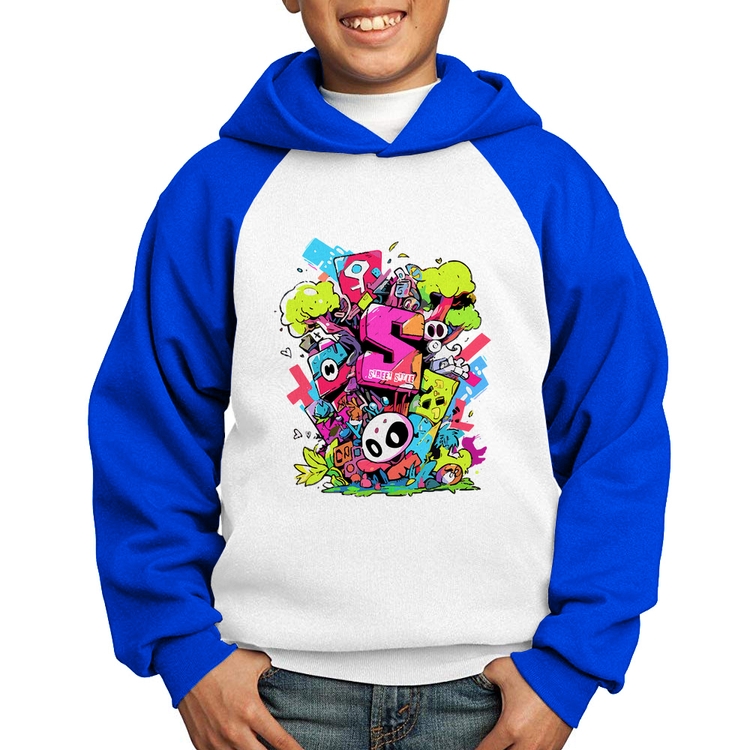 Moletom Infantil Street Style - Branco/Azul
