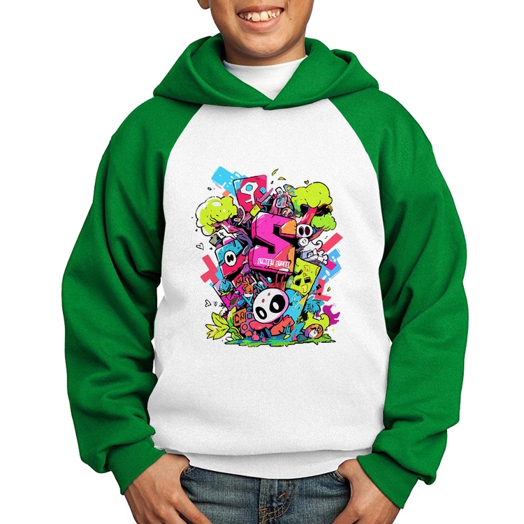 Moletom Infantil Street Style - Branco/Verde