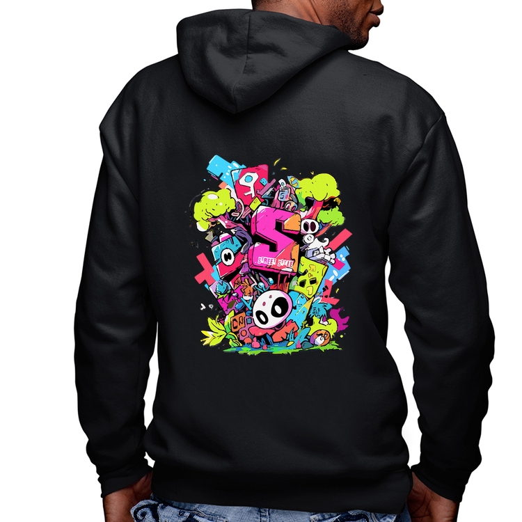 Blusa Moletom Street Style Masculina com Capuz e Zíper