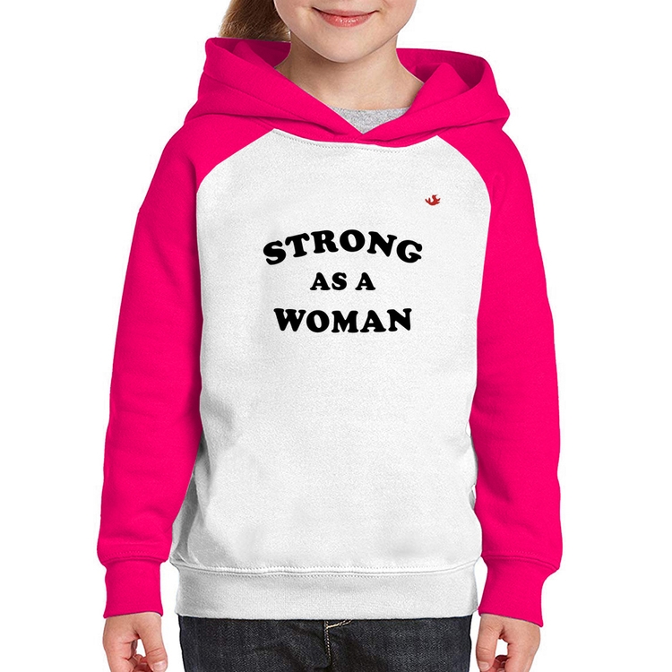 Moletom Infantil Strong as a woman - Branco/Rosa